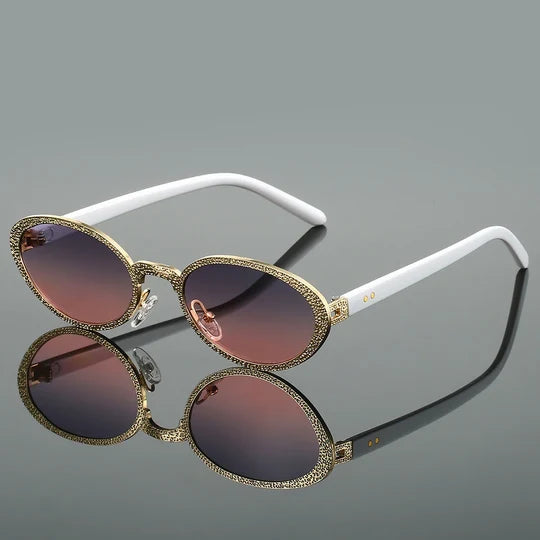 Thea Rhinestone Oval Sunglasses