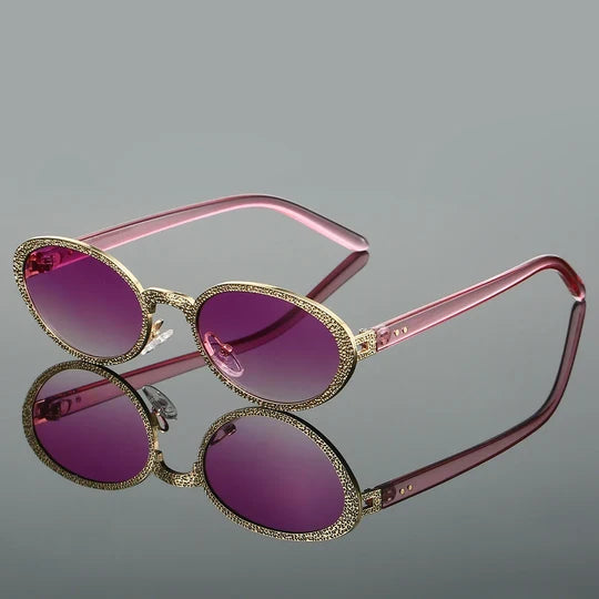 Thea Rhinestone Oval Sunglasses